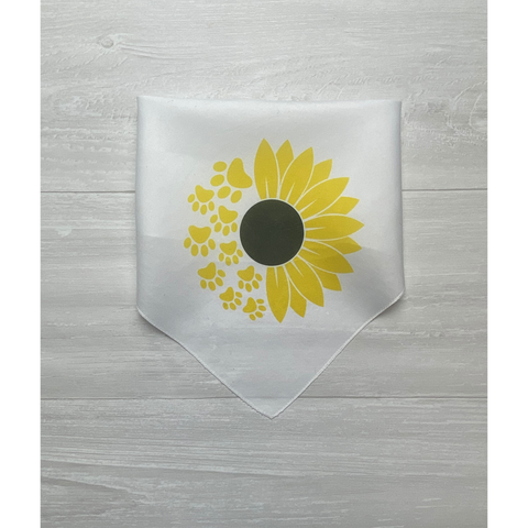 Sunflower Paw Print Dog Bandana Design